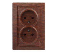 Розетка СП Plano 2х2P 1-204-10 16А-250В IP20 венге Intro Б0030068