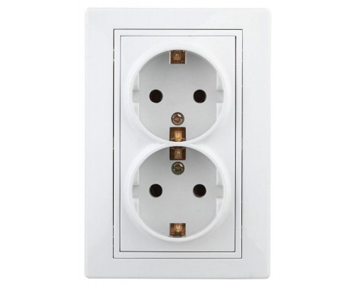 Розетка СП Plano 2х2P+E Schuko 1-205-01 16А-250В IP20 бел. Intro Б0027615
