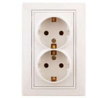 Розетка СП Plano 2х2P+E Schuko 1-205-02 16А-250В IP20 сл. кость Intro Б0027616