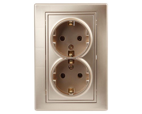 Розетка СП Plano 2х2P+E Schuko 1-205-04 16А-250В IP20 шампань Intro Б0030071