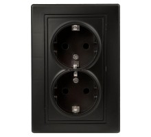 Розетка СП Plano 2х2P+E Schuko 1-205-05 16А-250В IP20 антрацит Intro Б0044570