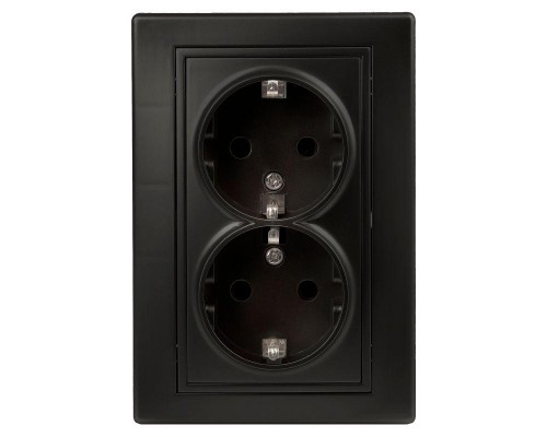 Розетка СП Plano 2х2P+E Schuko 1-205-05 16А-250В IP20 антрацит Intro Б0044570
