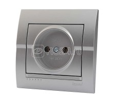 Розетка СП Дери без заземл. серебр. метал. LEZARD 702-2828-121