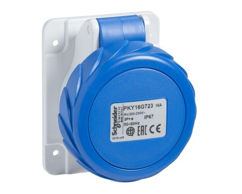 Розетка СП прям. 16А 220В 2P+E быстр. соед. IP67 SchE PKY16G723
