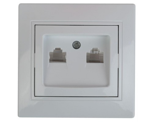 Розетка СУ Plano 1-304-01 информационная 2хRJ45 10/200/2400 бел. Intro Б0043241