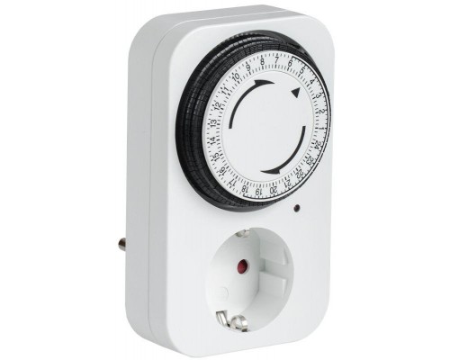 Розетка-таймер механический РТМ-2 15мин 24ч 96on/off 16А IP20 с индикацией ИЭК ERT-20-1-16-S-15-1-20-K01 Розетка-таймер механический РТМ-2 15мин 24ч 96on/off 16А IP20 с индикацией ИЭК ERT-20-1-16-S-15-1-20-K01