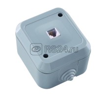 Розетка телефонная 1-м евро ОП 16А IP44 п/герм. сер. Makel 18114