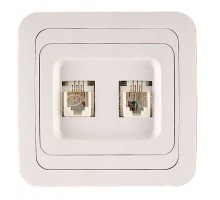 Розетка телефонная 2-м СП Mimoza 16А IP20 бел./бел. Makel 12034