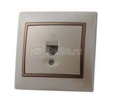 Розетка телефонная евро СП Мира жемчуж. бел./свет. корич. метал. LEZARD 701-3031-137