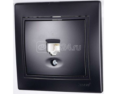 Розетка телефонная Мира евро черн. бархат со вставкой LEZARD 701-4242-137