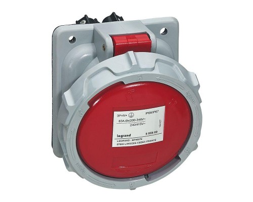 Розетка встроенная 63А 3К+З 380В IP67 Leg 555588