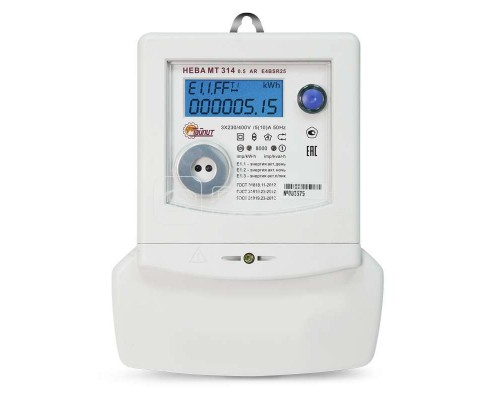 Счетчик электроэнергии НЕВА МТ 314 0.5 AR E4BSR25 3ф 63 регион ТАЙПИТ 6119765
