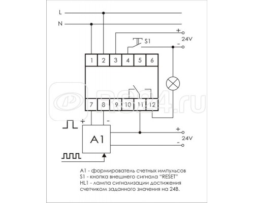 Счетчик импульсов CLI-02 (вход сброса реле управления нагрузкой прямой/обратный (реверсивный) счет импульсов (0-99 999 999) блокировка доступа PIN-кодом 3 модуля монтаж на DIN-рейке 24-264В AC/DC 8А 1NO/NC IP20) F&F EA16.001.002
