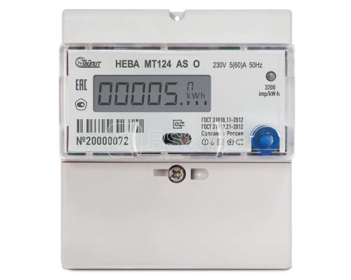 Счетчик НЕВА МТ 124 AS O 1ф 5(60)А 66 регион ЮЛ Тайпит 6120461