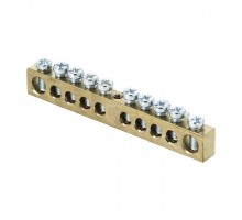 Шина PEN ноль-земля 6х9 10 отвер. латунь крепеж по центру розн. стикер PROxima EKF sn0-63-10-r