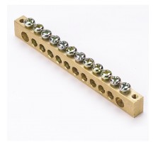 Шина PEN ноль-земля 8х12 12 отвер. латунь крепеж по краям PROxima EKF sn0-125-12-k