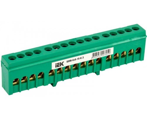 Шина PE земля в корп. изол. на DIN-рейку ШНИ-6х9-16-К-З ИЭК YNN10-69-16KD-K06