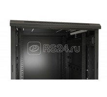 Шкаф напольный TTB-3761-AS 19дюйм 37U 1833х600х1000мм перед. стекл. дверь со стальн. перф. боковинами задн. дверь сплошная ручка с замком крыша нового типа черн. (RAL 9004) Hyperline 395993