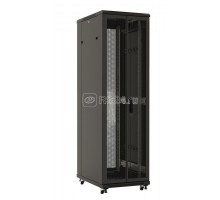 Шкаф напольный TTB-4768-DD-RAL9004 19дюйм 47U 2277х600х800 перед. и задняя перфор. двери (75проц.) ручка с замком крыша нового типа черн. (RAL 9004) (разобранный) Hyperline 392699
