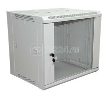 Шкаф настенный 19дюйм 15U 600х450х770мм (ШхГхВ) передняя дверь стекло боковые стенки съемные (разобранный) RAL7035 Rexant 04-2203