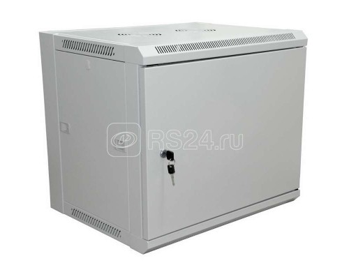 Шкаф настенный 19дюйм 6U 600х450х370мм (ШхГхВ) передняя дверь металл боковые стенки съемные (разобранный) RAL7035 Rexant 04-2210