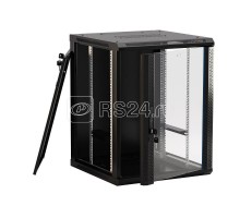 Шкаф настенный TWB-0945-GP-RAL9004 19дюйм 9U 500х600х450мм стеклян. дверь с перфорацией по бокам ручка с замком черн. (RAL 9004) (разобранный) Hyperline 392629