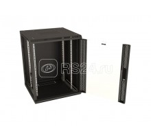 Шкаф настенный TWB-2745-GP-RAL9004 19дюйм. 27U 1304х600х450мм стекл. дверь с перфорацией по бокам ручка с замком с возмож. установки на ножки черн. (разобранный) Hyperline 397150
