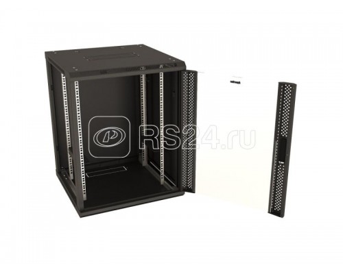 Шкаф настенный TWB-2745-GP-RAL9004 19дюйм. 27U 1304х600х450мм стекл. дверь с перфорацией по бокам ручка с замком с возмож. установки на ножки черн. (разобранный) Hyperline 397150