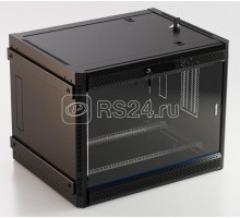 Шкаф настенный TWB-FC-1866-GP-RAL9004 19дюйм. 18U 908х600х600мм стекл. дверь с перфорацией по бокам ручка с замком с возмож. установки на ножки черн. (разобранный) Hyperline 395560