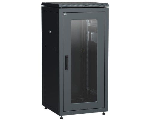 Шкаф сетевой 19дюйм LINEA N 24U 600х600мм стеклянная передняя дверь задняя металлическая черн. ITK LN05-24U66-GM