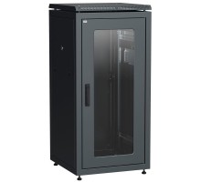 Шкаф сетевой 19дюйм LINEA N 24U 600х800мм стеклянная передняя дверь задняя металлическая черн. ITK LN05-24U68-GM