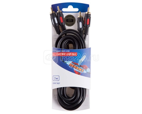 Шнур 2RCA - 2RCA gold 3м блист. Rexant 06-3044