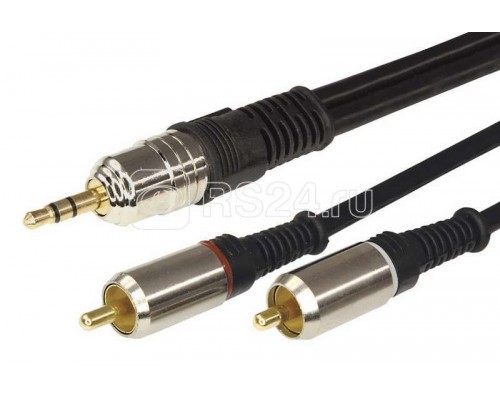 Шнур 3.5 Stereo Plug - 2RCA Plug 1.5м (GOLD) металл Rexant 17-4222