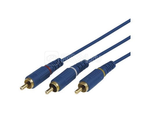 Шнур 3х3 RCA 3м син. gold Rexant 17-0204-1