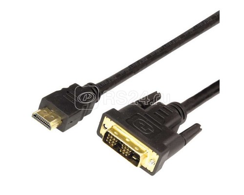 Шнур HDMI - DVI-D gold 1.5м с фильтрами Rexant 17-6303