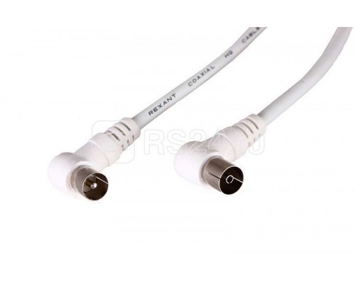 Шнур TV Plug - TV Jack 3м угловой бел. Rexant 18-0024