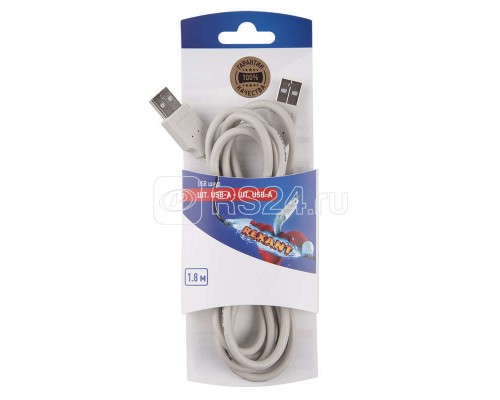 Шнур штекер USB-А - штекер USB-A 1.8м блист. Rexant 06-3152
