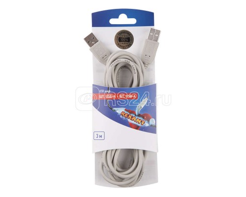 Шнур штекер USB-А - штекер USB-A 3м блист. Rexant 06-3153