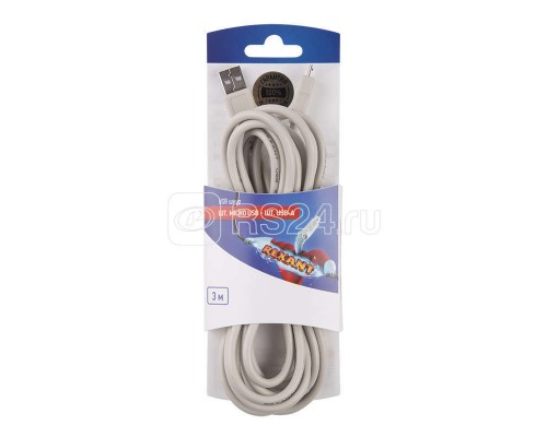 Шнур штекер micro USB - штекер USB-A 3м блист. Rexant 06-3155