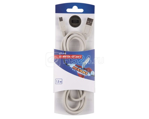 Шнур штекер mini USB - штекер USB-A 1.8м блист. Rexant 06-3156