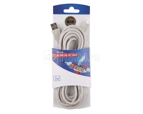 Шнур штекер mini USB - штекер USB-A 3м блист. Rexant 06-3157