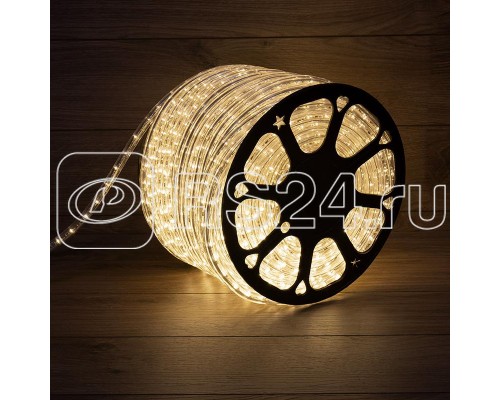 Шнур светодиодный Дюралайт эффект мерцания круглый 24LED/м Эконом тепл. бел. (уп.100м) Neon-Night 121-256-4