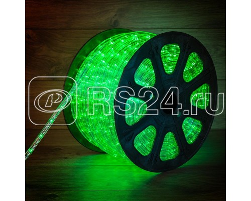 Шнур светодиодный Дюралайт фиксинг круглый 24LED/м Эконом зел. (уп.100м) Neon-Night 121-124-4