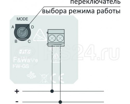 Система модульная FW-GS-W-24 (выключатель сенсорный 4-х канальный бел. дистанционного управления установка в монтажную коробку d60мм 9-30В DC IP20) F&F EA14.002.026