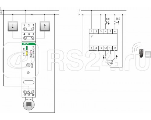 Система модульная FW-STR1D-P (реле управления ролетами многофункциональное локальное и удаленное управление до 32 радио передатчиков 1 модуль монтаж на DIN-рейку 85-265В AC/DC 8А IP20) F&F EA14.002.024