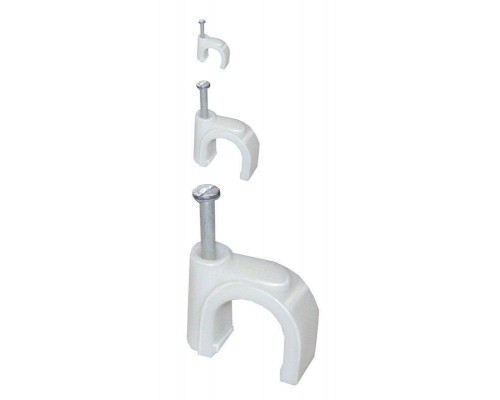 Скоба крепежная круглая 7мм пластиковая (уп.100шт) ИЭК USK11-07-100