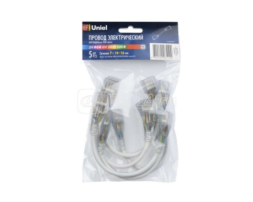 Соединитель (провод) UCX-SK4/B67-RGB CLEAR 005 POLYBAG для светодиодных лент 220В 5050 4 контакта прозр. (уп.5шт) Uniel 10832