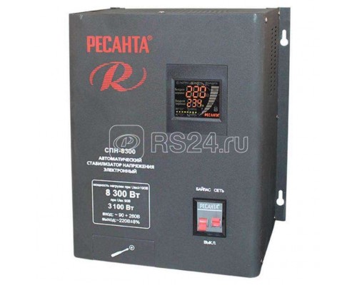 Стабилизатор СПН-8300 1ф 8.3кВт 90-260В IP20 пониж. напр. Ресанта 63/6/27