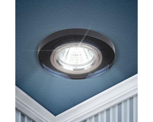 Светильник DK7 CH/BK декор стекло круглый MR16 12В 50Вт хром/черн. ЭРА C0043793