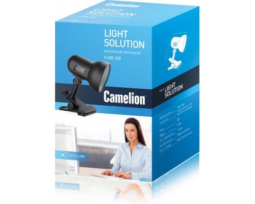 Светильник H-035 черн. прищепка метал. 220В 60Вт Camelion 7197